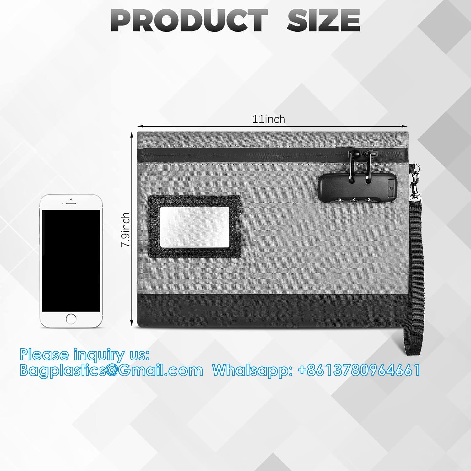 Money Bag With Lock 11'' X 7.9'' Nylon Bank Bag With Zipper Locking Bank Bag Lockable Cash Bag Money Pouch For Cash
