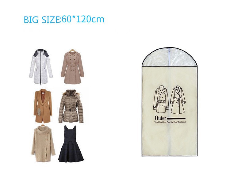 Foldable Non Woven Garment Storage Bag Zipper Top Plastic Dry Cleaning Bags