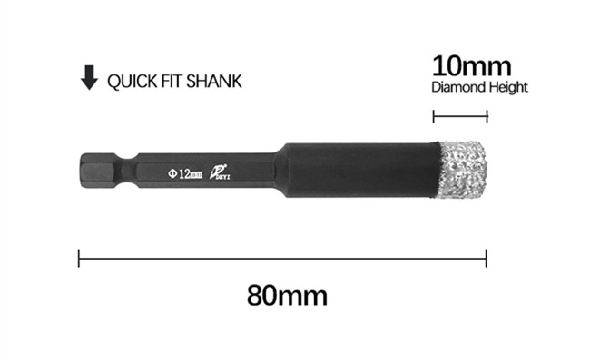 Black 5-25mm Hexagonal Shank Diamond Drill Core Bit Cooling Wax Brazed