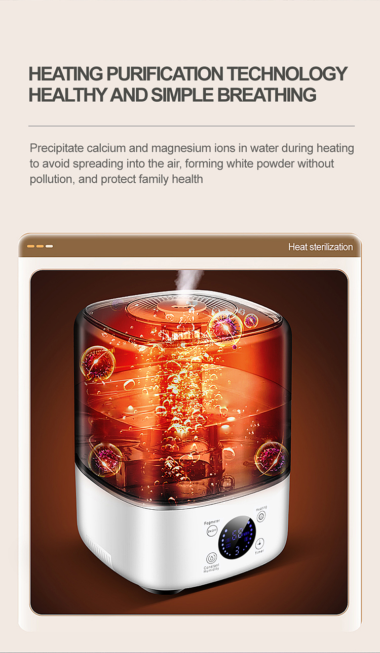 HOMEFISH BPA Free 5L Large Capacity Humidifier With UV Sanitizing Light Electric Plug