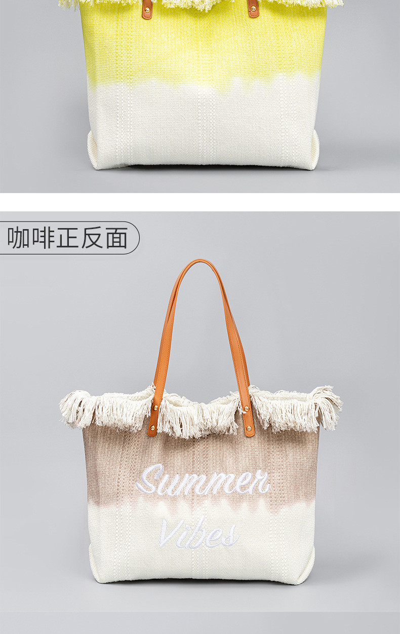 EMBROIDERED TOTE TASSEL DESIGN CANVAS BAG BRAIDED ALPHABET CANVAS UNDERARM NEW SHOULDER SUMMER HIGH CAPACITY WOMEN'S BAG