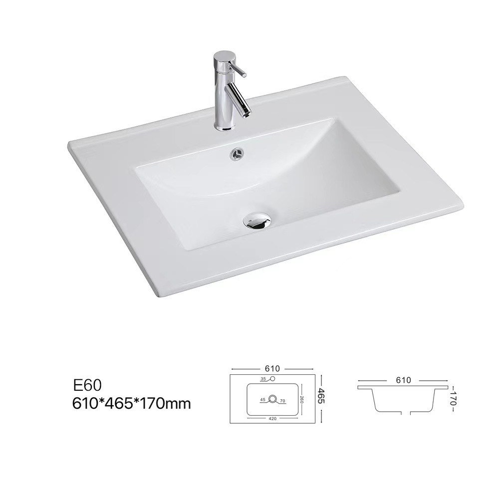 European Types Cabinet Basin Counter Top Vanity Basin Rectangular Thin Washbasin