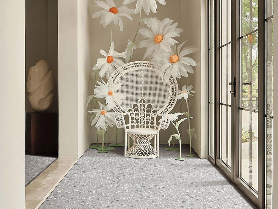 Light Gray 60x120cm Outdoor Terrazzo Floor Durable Porcelain Decoration Tiles For Backyard