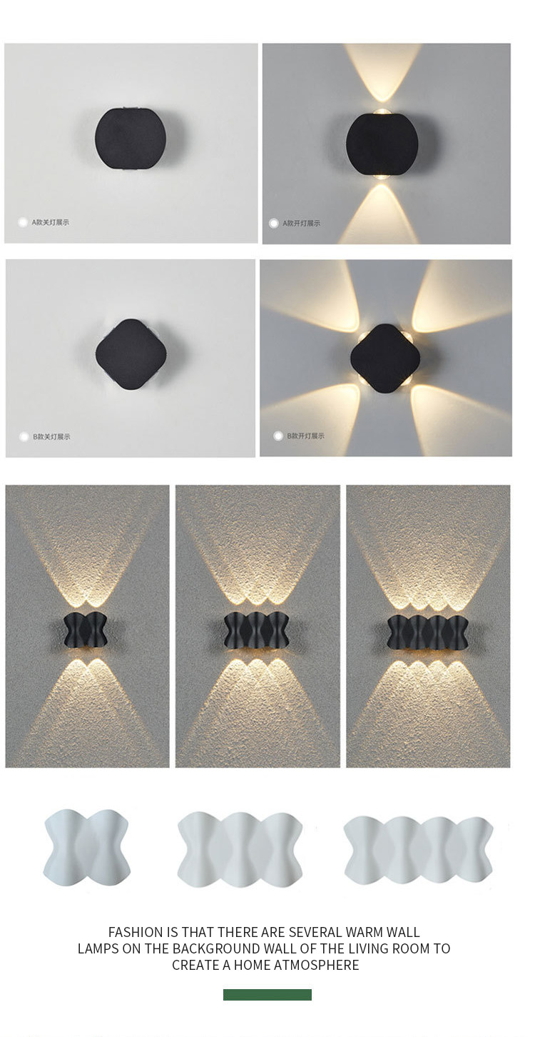 4w 6w Wall Lamp Ac85-265v sand black / sand white 3000k/6000k Aluminum + Acrylic