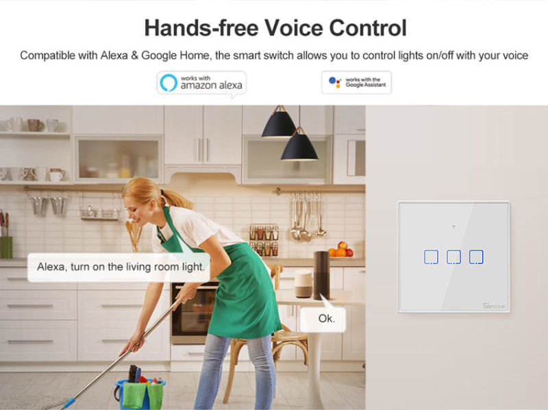 Sonoff Eu Us Uk Smart Wifi Wall Light Switch 1 2 3 Gang Touch/wifi/rf/app Remote Smart Home Wall Touch Switch Work With