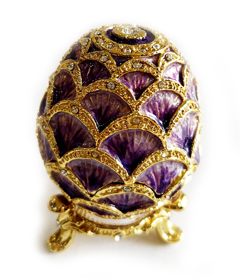 Vintage Trinket Box Faberge Egg Jewelry Box Antique Engraved Easter Egg Jewerly Box Trinket Box Hinged Ring Holder