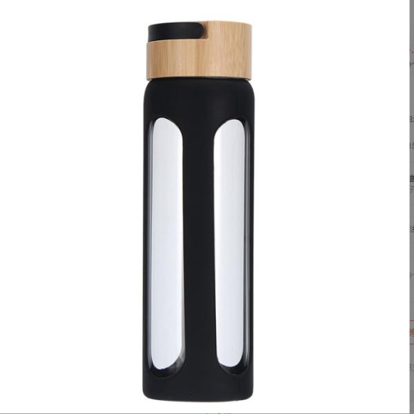 Personalised 550/750ml High Borosilicate Glass Water Bottle Custom Glass Drinking Bottle With Silicone Sleeve And Bamboo Lid Easy To Clean And