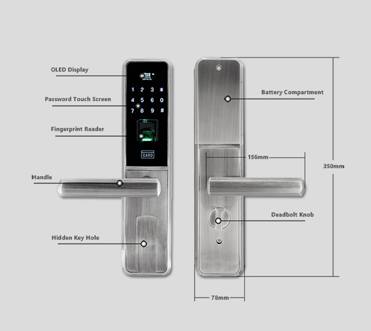 Touch Screen Electronic Door Locks 4 X AA Batteries MF1 Card For Apartment