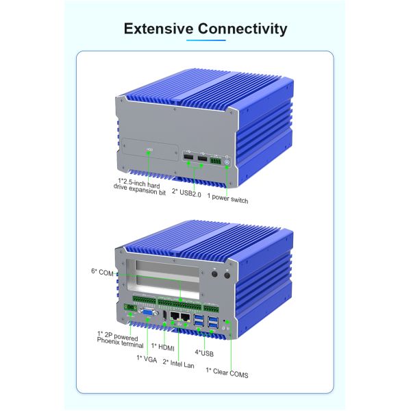 Fanless Embedded Computer with Intel 12th Gen Core i5/i7 6 COM Ports Industrial PC Box for Edge Computing