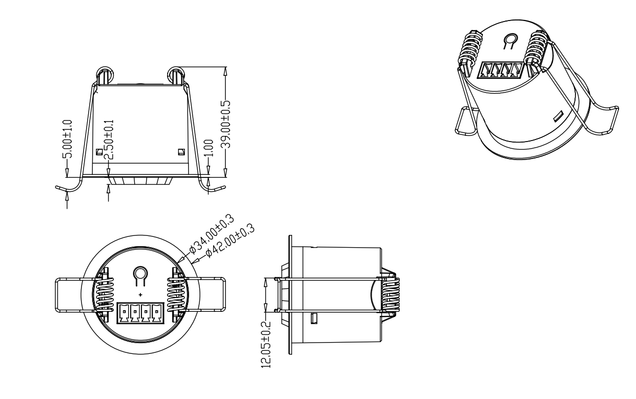 35mm cut-out Mini-motion detector with operating voltage 12-24Vdc and dry contact mode