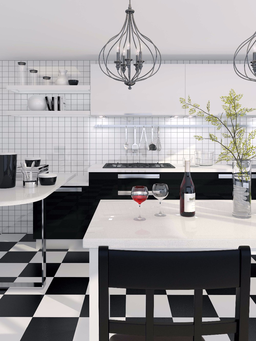 Caesar 4600 Solid Stone Kitchen Worktops , Quartz Solid White Countertops
