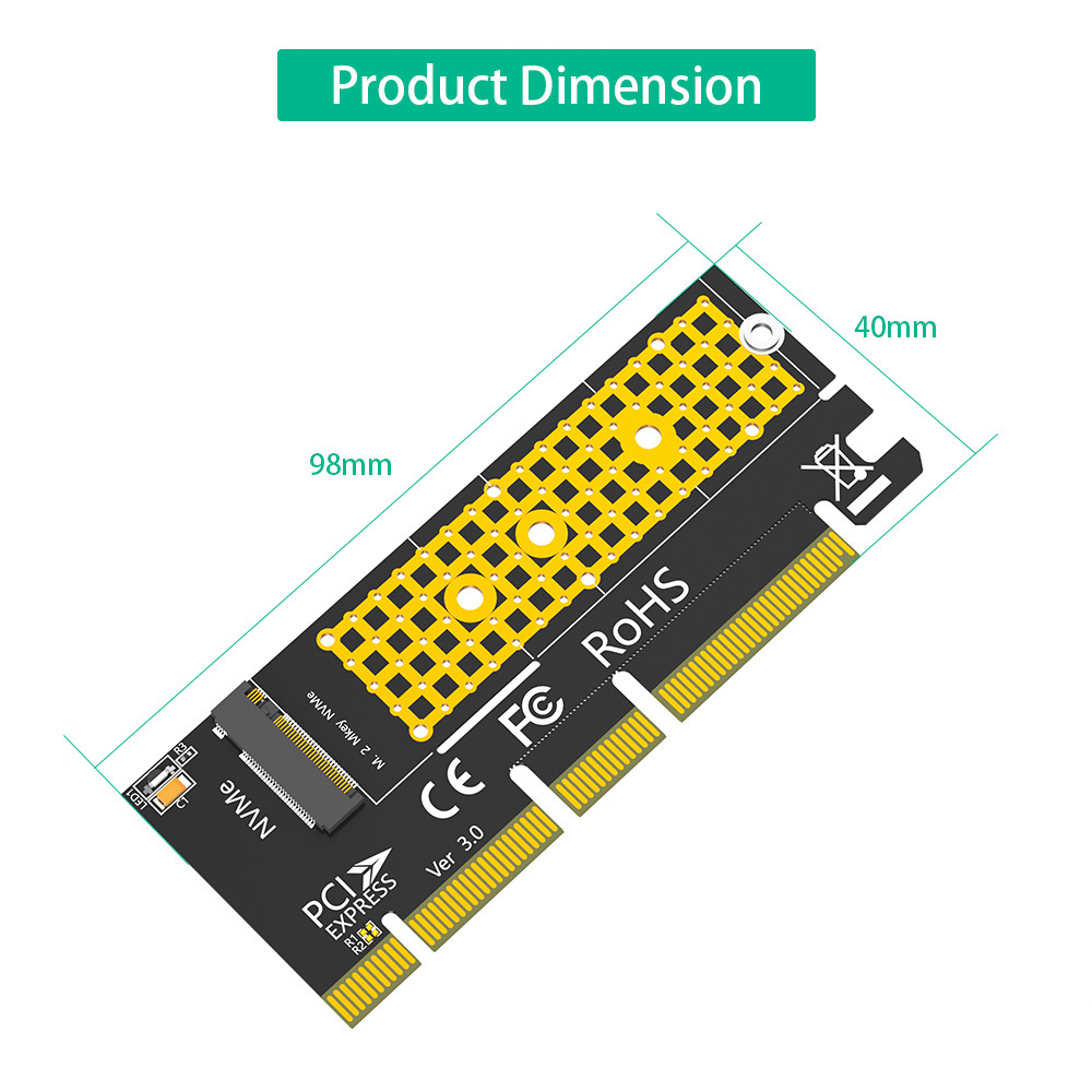 NGFF M.2 NVME SSD To PCI-E 4X/8X/16X Adapter With 3528 Colorful Flash LED