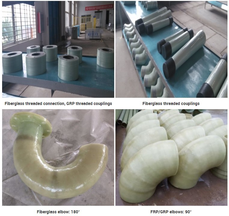 Butt Joint Molded FRP Pipe Flanges Elbow Bend GRP Pipes Fiberglass Fit Flange