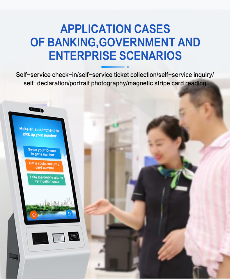 QR Code Scanner Optional 21.5'' Self Service Kiosk With HD Resolution