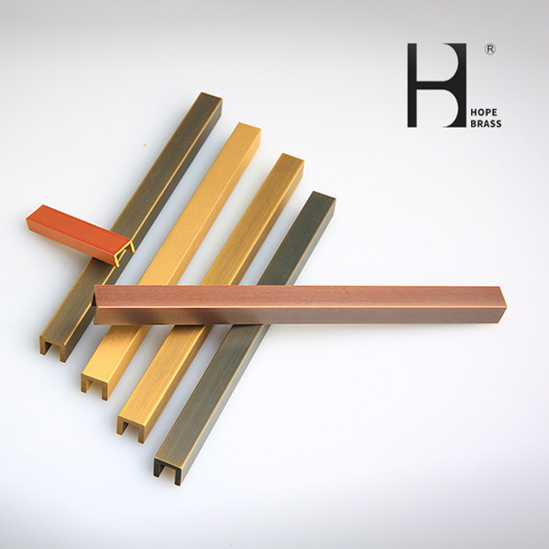 Custom Made Perfectly Structural U Shape Brass Trim Profiles Brass Copper Alloy Extrusion Profiles Customized Drawing