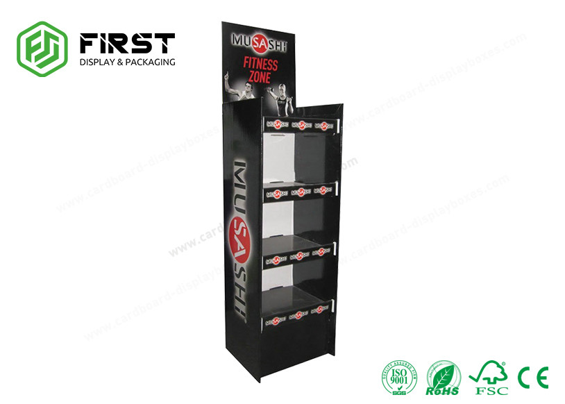Custom Retail Foldable POS Corrugated Cardboard Floor Display Rack For Promotion