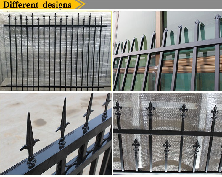 Powder coated horizontal steel garrison fence design
