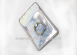 Buy cheap Silver Cell Phone Card Sleeve PU Leather Wallet Pocket With 360 Degree Rotation Ring product