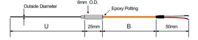 Type J Probe OD 1.0mm Temperature Sensor Thermocouple