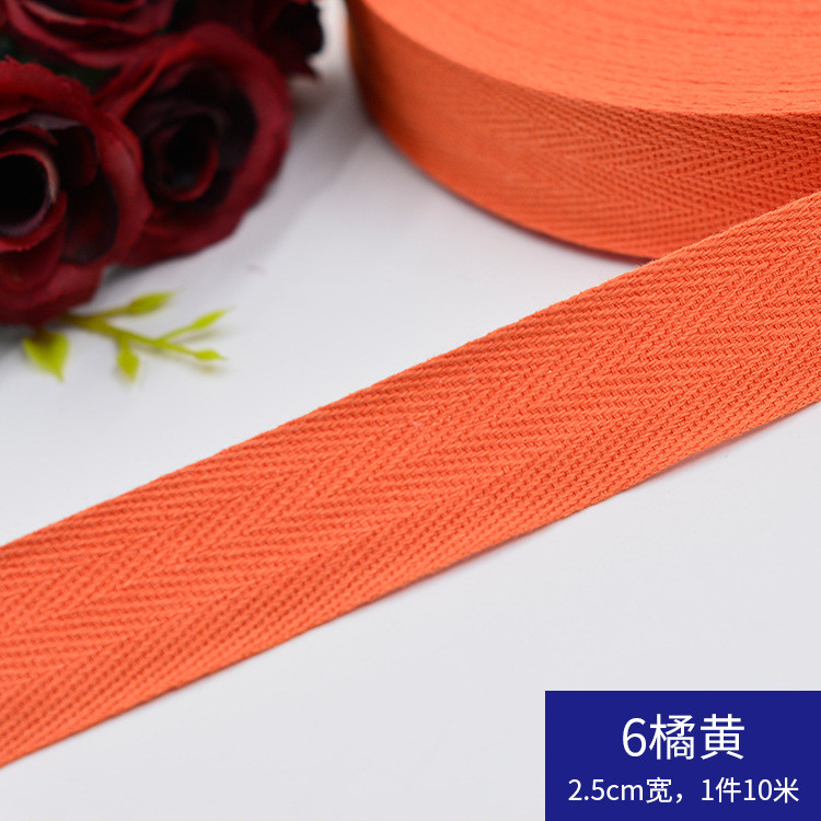 Herribone Design Cotton Ribbon Purple Orange Cotton Twill Tape