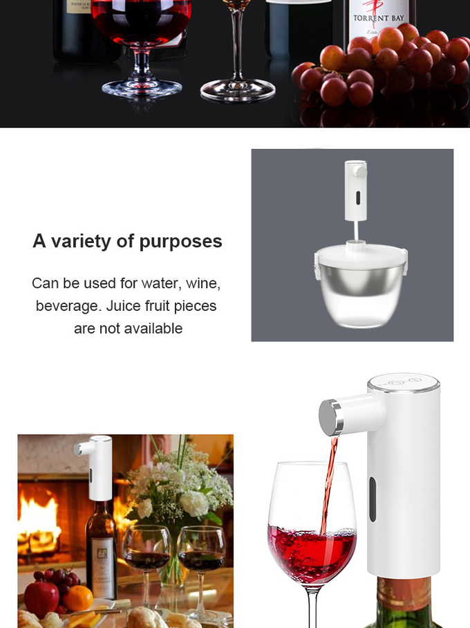 5V Electric Wine Dispenser With 500mah Battery ABS Silicone 304 Stainless Steel Wine Pump