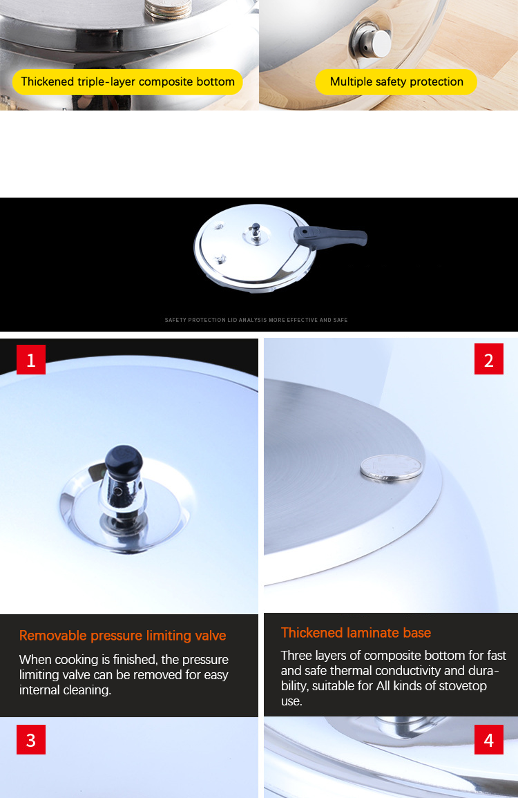 Custom Cookware 304 Stainless Pressure Cooker For Rice Cooking