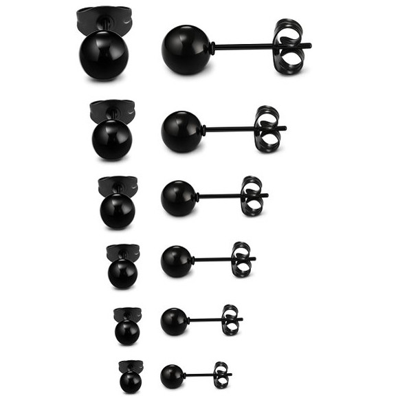 Fashion Jewelry Earrings Stainless Steel Round Ball Stud Earrings 4-10mm