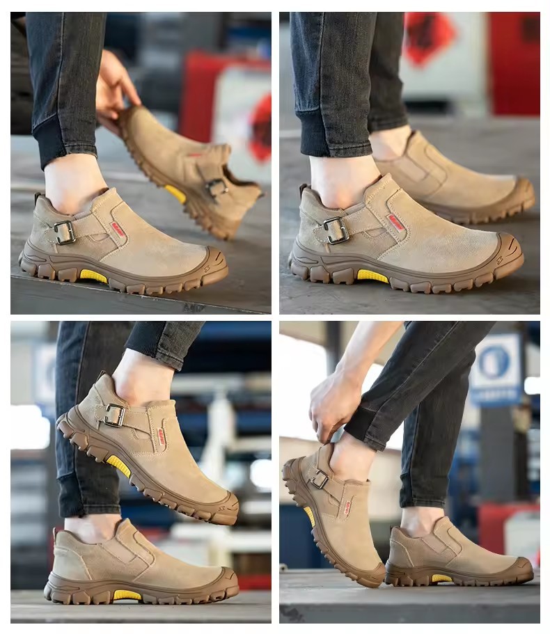 OEM/ODM Hot Selling Leather Welder Work Boot No Lace Steel Toe Safety Shoes For Men Industrial Wholesale
