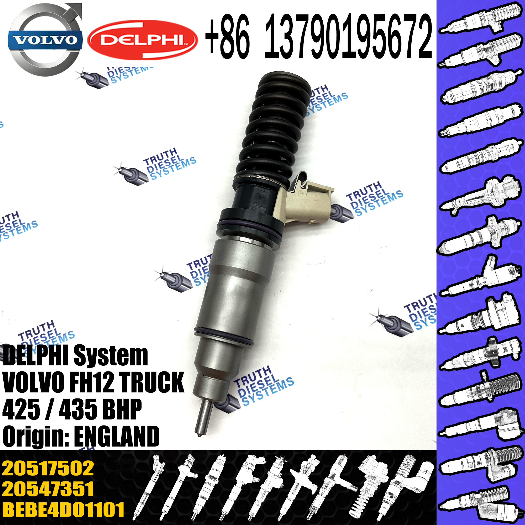 FH12 TRUCK Diesel Injector BEBE4D01101 BEBE4D01201 BEBE4D31001 For VOL injector 20517502 20547351 85000417 EX631017