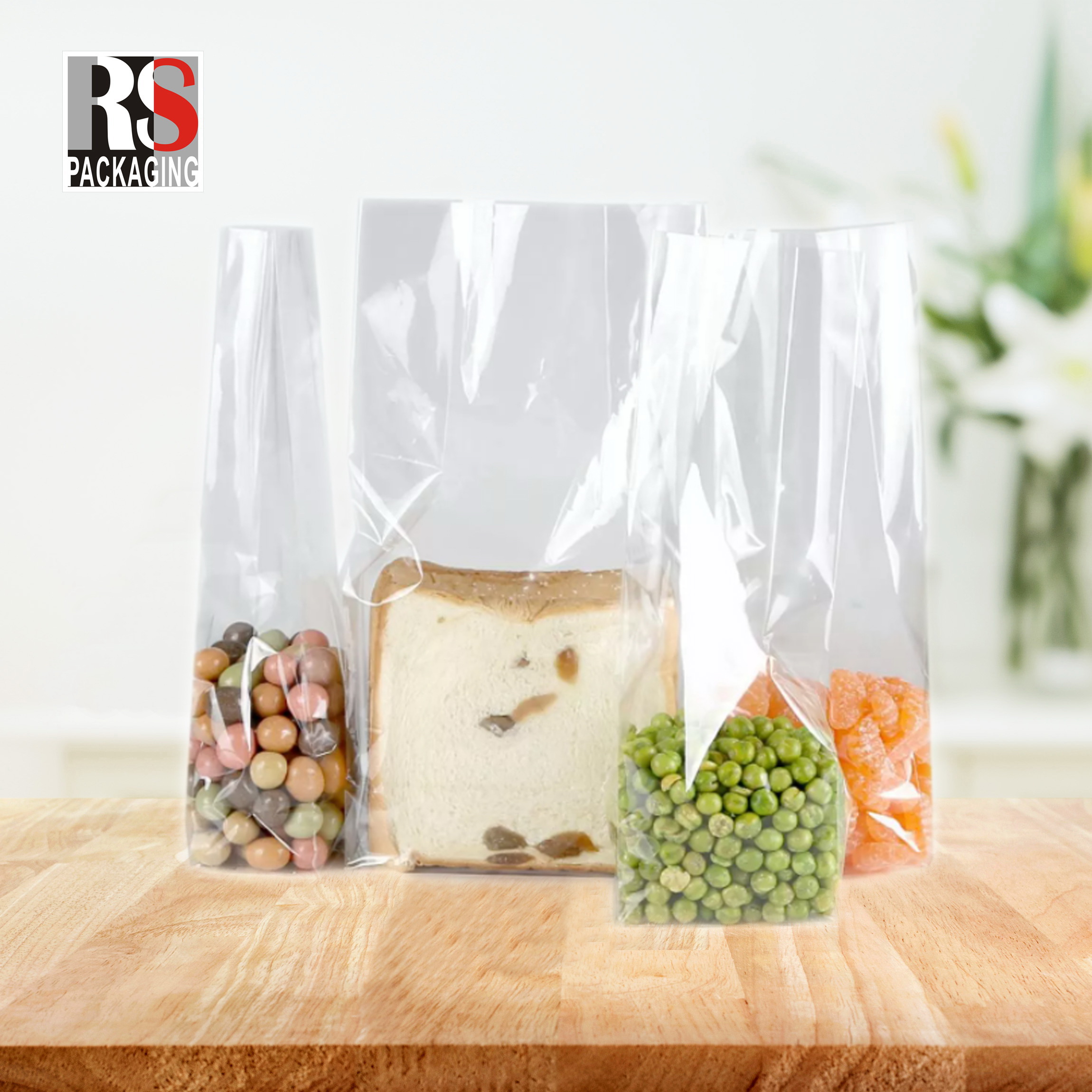 Clear Or Customized Colors Square Bottom Bag With Customized Printed LOGO Twise Handle