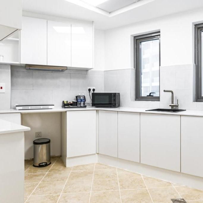 Custom Design All In One Melamine Modular Kitchen Cabinet Set With Sink For Hotel Furniture