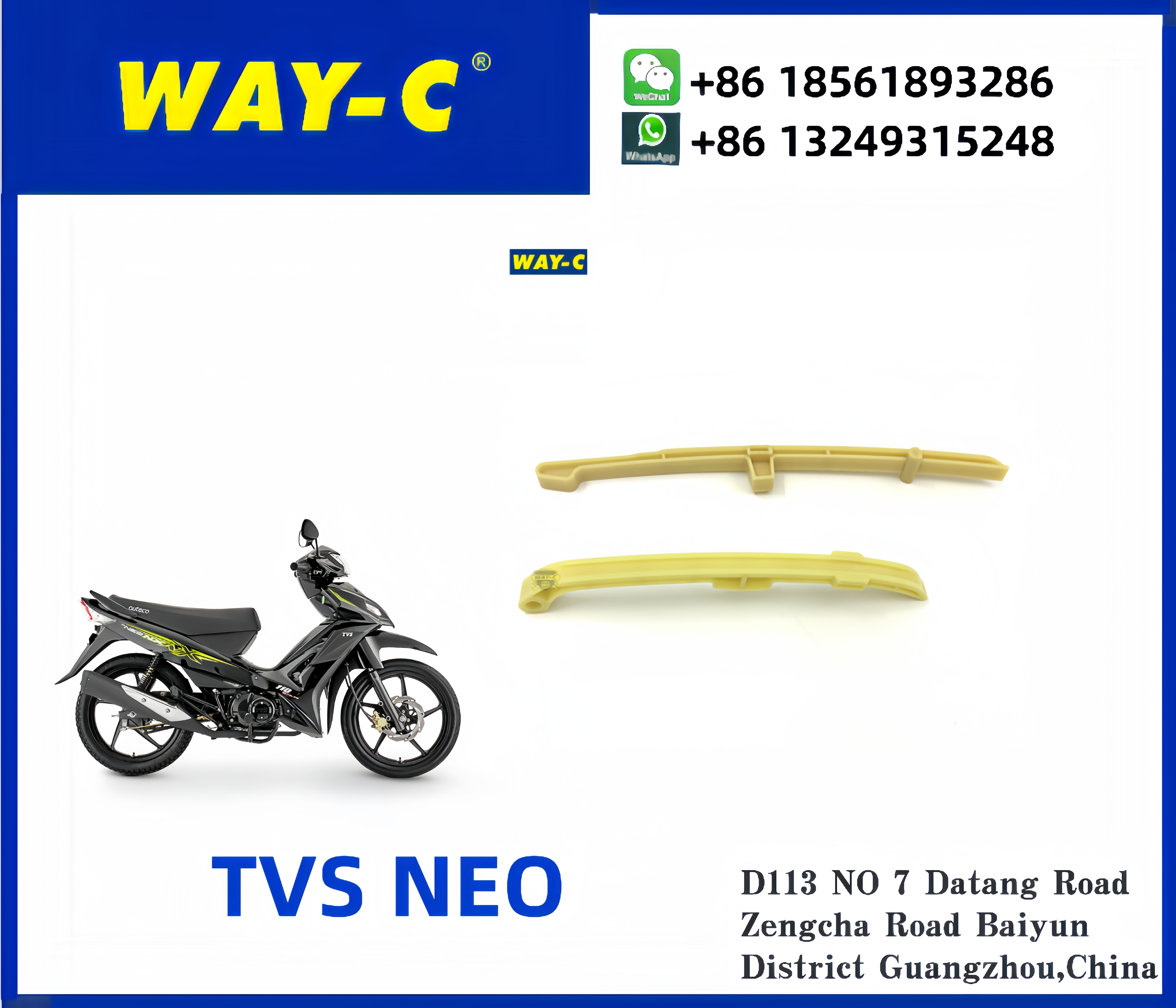 WAY-C Parts TVS ROCKZ Accessoires Tensioner Guide Chain Tensioner R1010780/R1010790