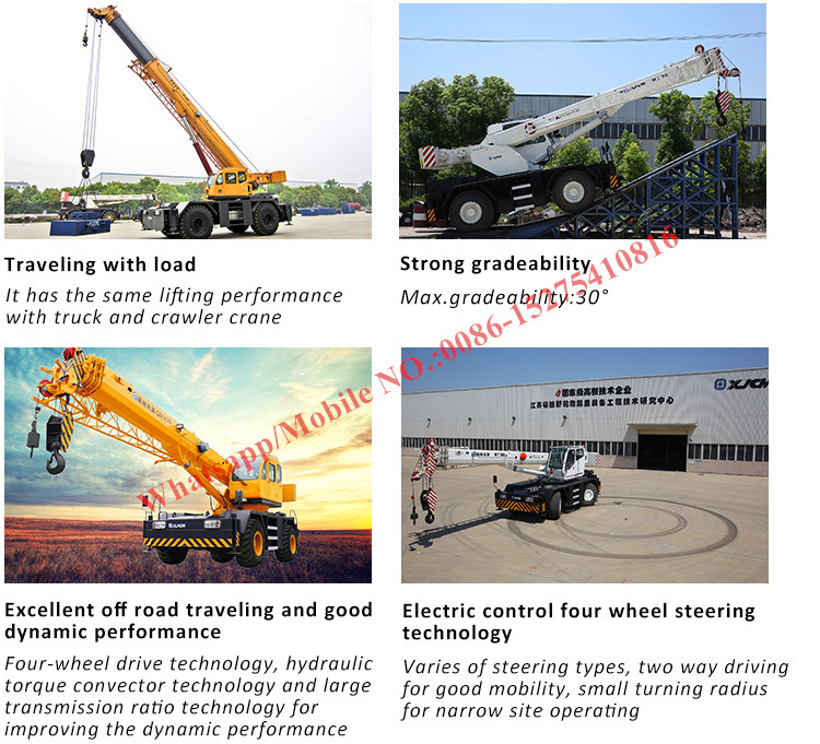 Strong Gradeability XCMG Mobile Crane / 55 Ton All Terrain Crane Four Wheel Drive
