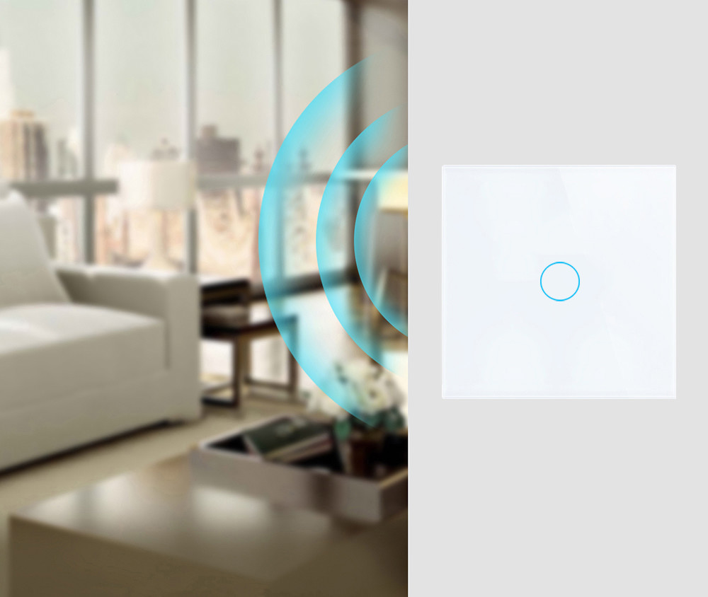 Tuya Eu standard 1gang APP Control Glass Touch Operated Smart Wifi Light Dimmer Switch
