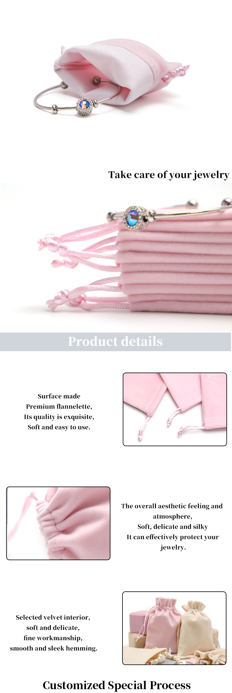Anti Scratch Drawstring Velvet Jewelry Bag Pouch For Jewelry Luxury Gift Packaging