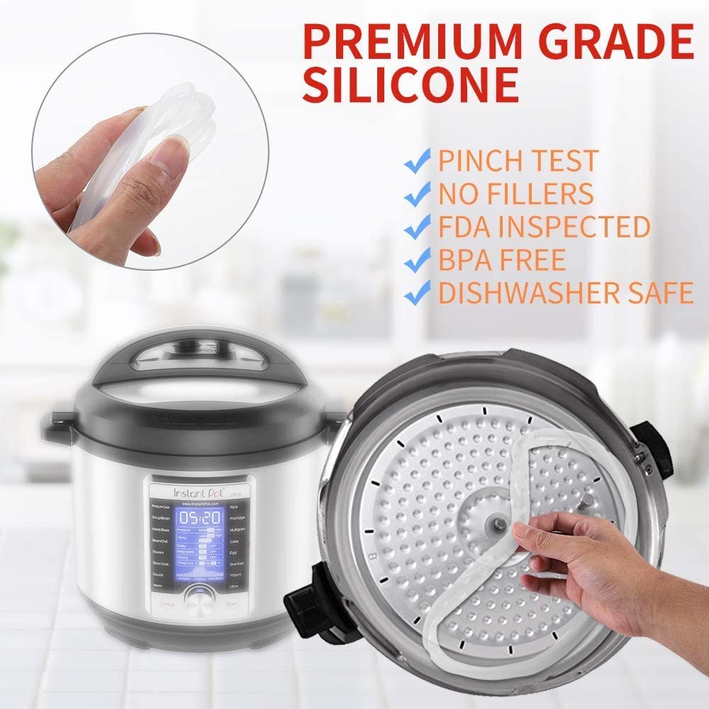 Silicone Instant Pot 2 Pack Sealing Ring 3 QT 5QT 6QT 8QT For 6 Qt Power Cooker Inner Pot Seal