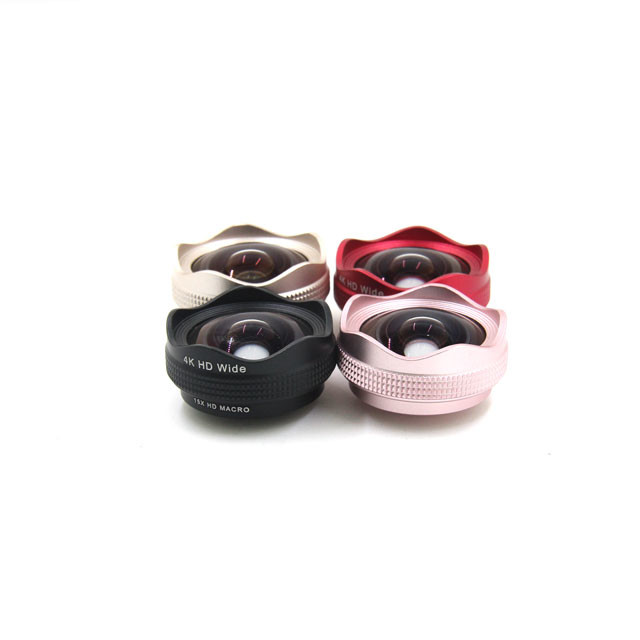 Mobile Phone Clip On Wide Angle Lens 15X Macro Lens With Front Rear Cover