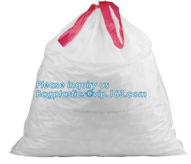 Tall Kitchen Drawstring Trash Bags,Reusable Trash Diaper Bag,gallon black drawstring, durable bin liners 1.2 mil, unscen