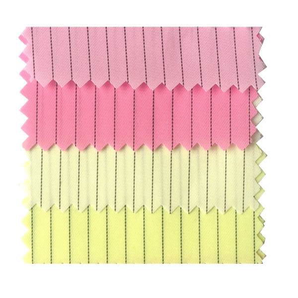 5mm Stripe 99% Polyester 1% Carbon ESD Fabric For Class 10000 Cleanroom