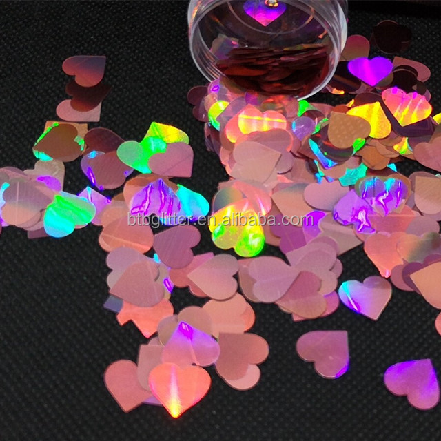 Other Holiday Supplies 12MM Polyester Pink Heart Glitter Heart Shapes