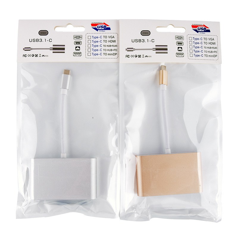 Kico Type C Hub USB Type-C Adapter to VGA & HDTV Connector OTG HD Support 1080P Factory Provide OEM Service