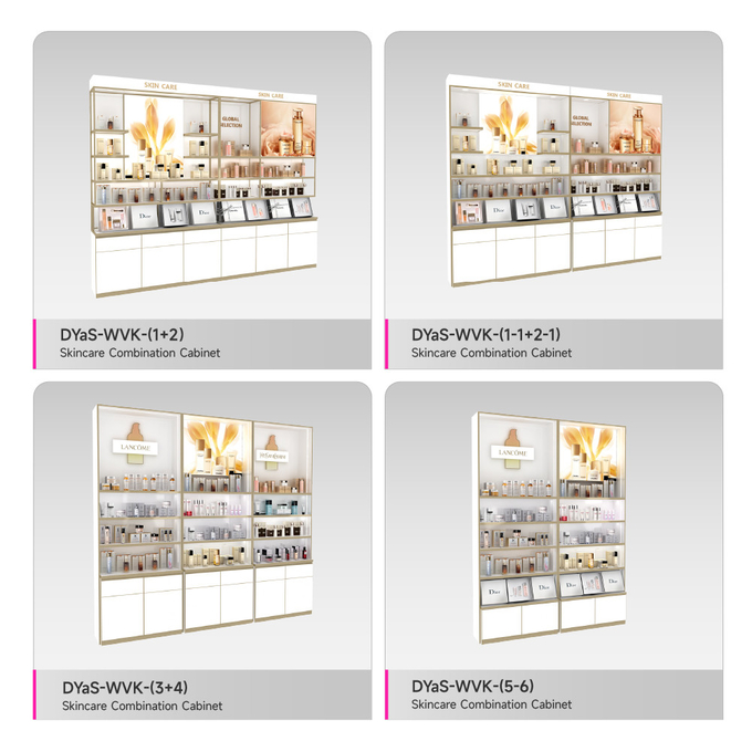 Cosmetic Retail Store Shelf White Wood Facial Mask Back Cabinet For Trendy Shop Furniture And Luxury Display Shelf