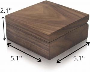 China 5.1inch Personalised Walnut Wood Jewelry Box Square Wooden Box With Magnetic Lid on sale