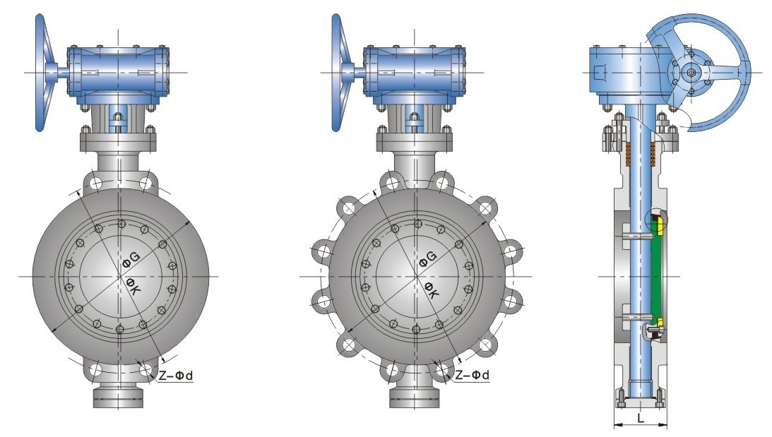 Carbon Steel WCB Three Eccentric Butterfly Valve , Wafer Type Butterfly Valve