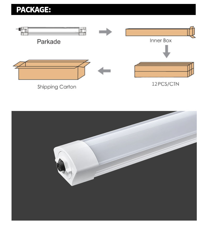 160lm/W Linkable LED Triproof Light White Frame 5 Years Warranty