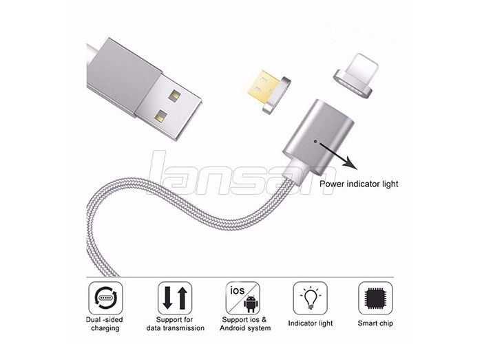 3 In 1 Nylon Insulated USB Charging And Data Cable DC 5V 2A For Type C Mobile