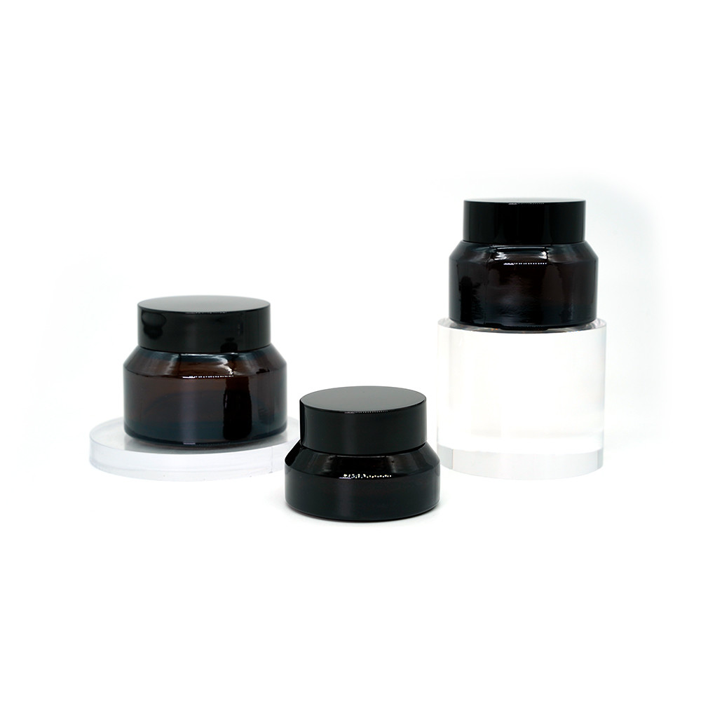 Hanya Tranparent Lotion Face Cream Glass Jar Foundation Pump Dispenser
