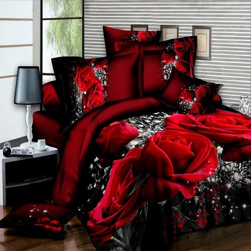 Home Customized Color Microfiber Quilt Cover Bed Sheet Bedding Set with Digital Print