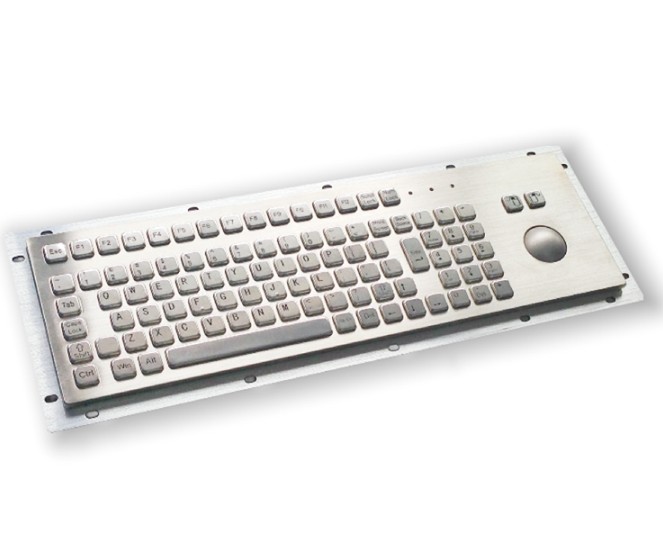 IP65 / IK07 Panel Mount Keyboard F7-TB38 With 38mm Stainless Steel Trackball