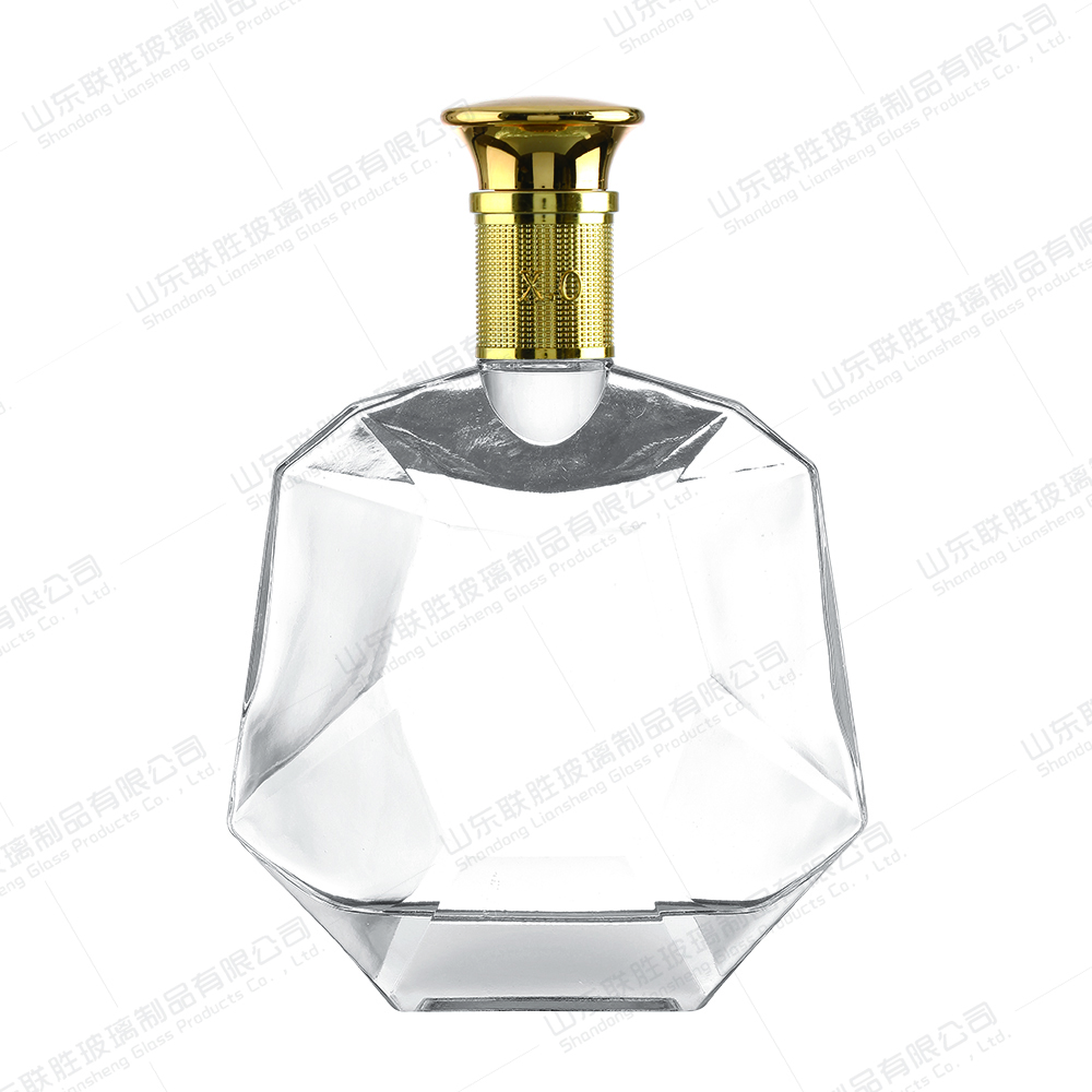 Healthy Lead-free Glass 500ml Brandy Bottle for Liquor Packaging and Round Design
